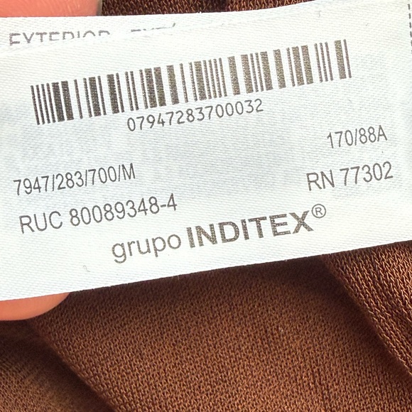 ZARA Chocolate Brown One Shoulder Ruched Dress Draped Asymmetric Midi Sexy BNWT - Picture 9 of 9